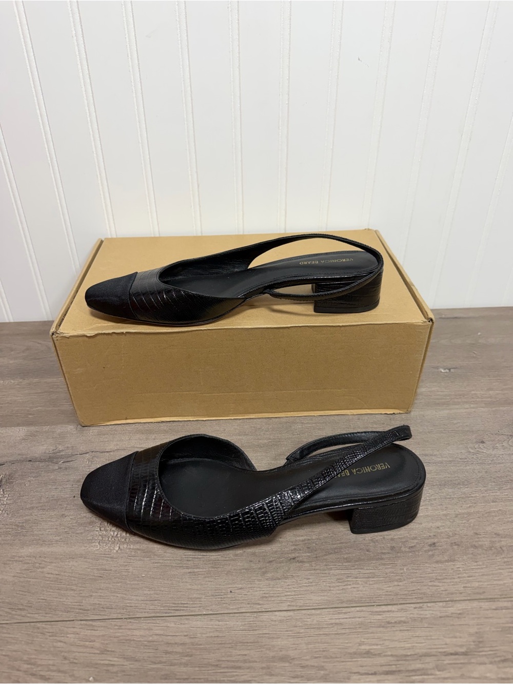 Used Veronica Beard Women's Black Cecile Leather Slingback Size 9